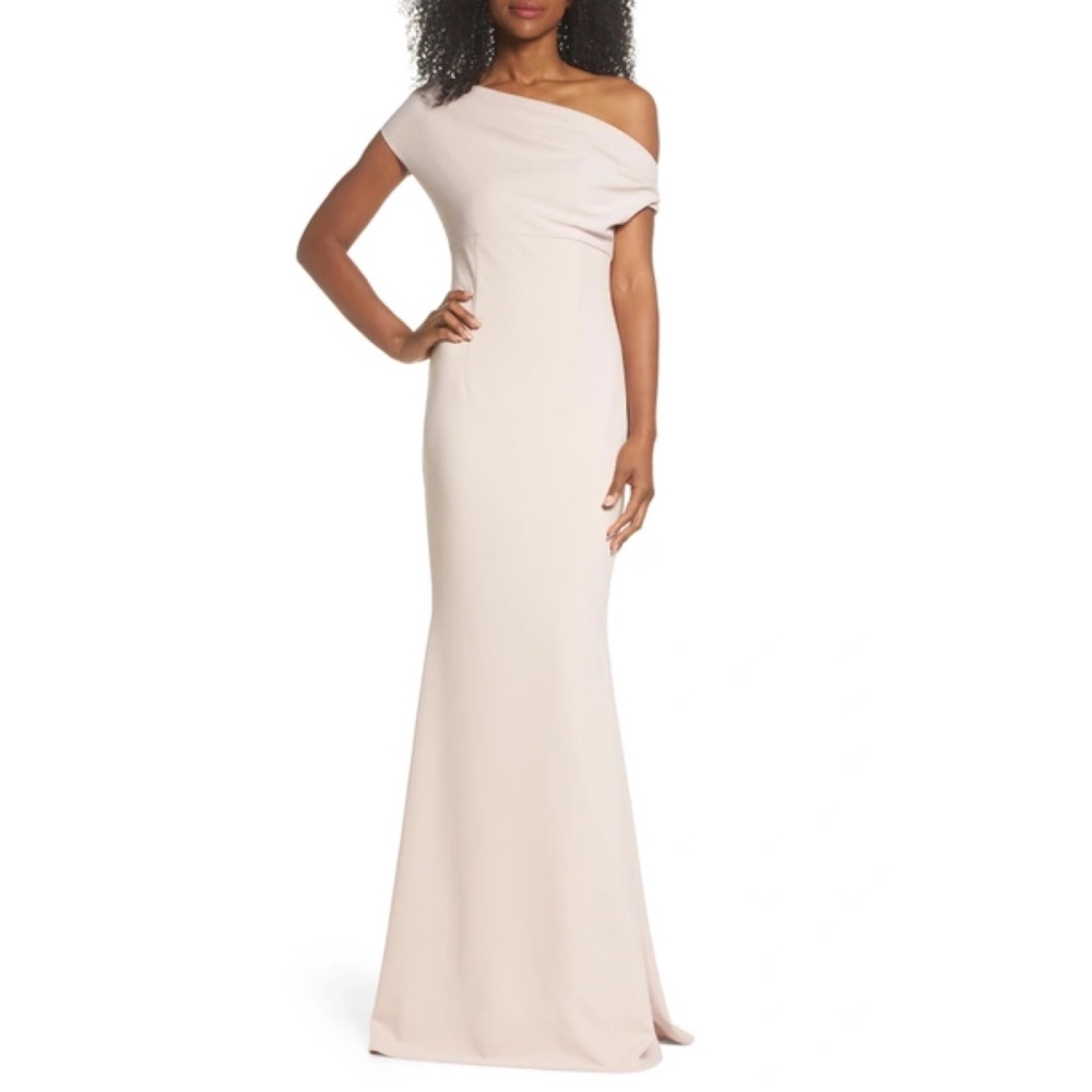 New Katie May Hannah One Shoulder Crepe Gown, Size 2